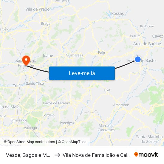 Veade, Gagos e Molares to Vila Nova de Famalicão e Calendário map