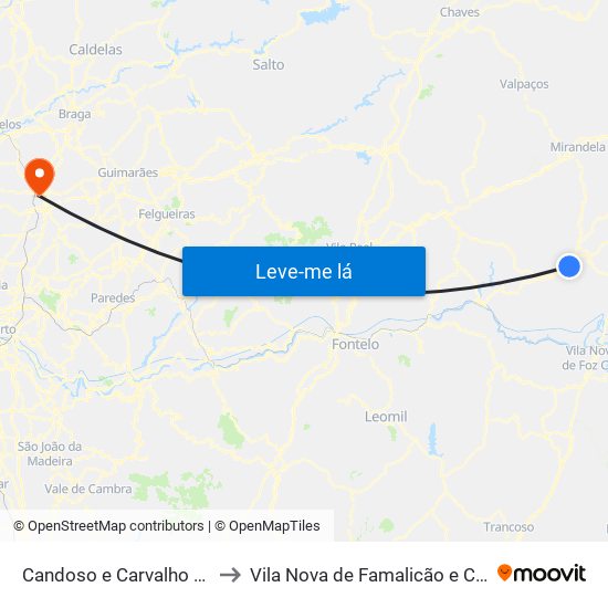 Candoso e Carvalho de Egas to Vila Nova de Famalicão e Calendário map