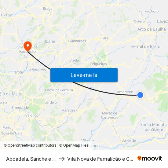 Aboadela, Sanche e Várzea to Vila Nova de Famalicão e Calendário map