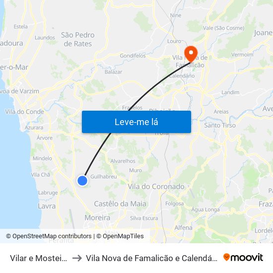 Vilar e Mosteiró to Vila Nova de Famalicão e Calendário map