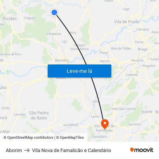 Aborim to Vila Nova de Famalicão e Calendário map