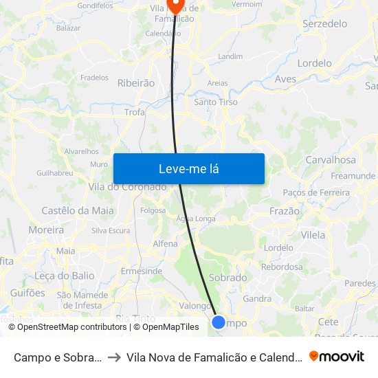 Campo e Sobrado to Vila Nova de Famalicão e Calendário map