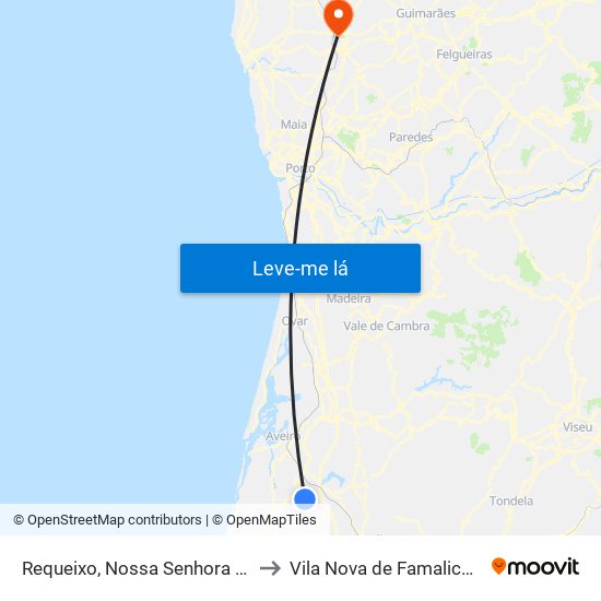 Requeixo, Nossa Senhora de Fátima e Nariz to Vila Nova de Famalicão e Calendário map