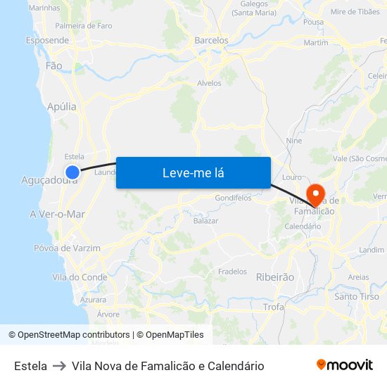 Estela to Vila Nova de Famalicão e Calendário map