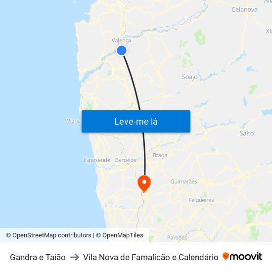 Gandra e Taião to Vila Nova de Famalicão e Calendário map