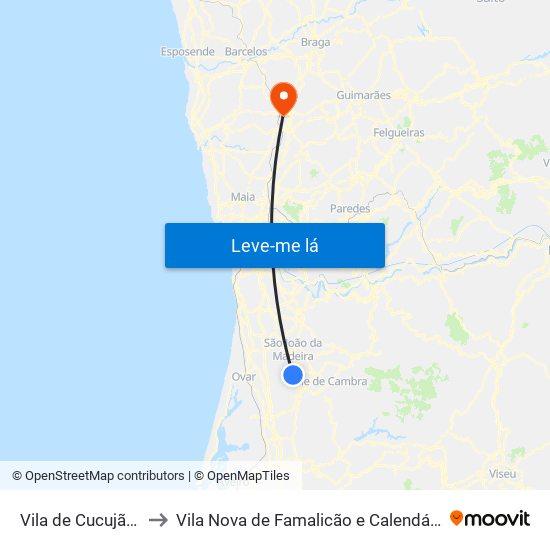 Vila de Cucujães to Vila Nova de Famalicão e Calendário map