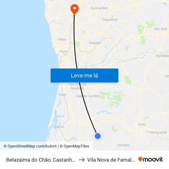 Belazaima do Chão, Castanheira do Vouga e Agadão to Vila Nova de Famalicão e Calendário map
