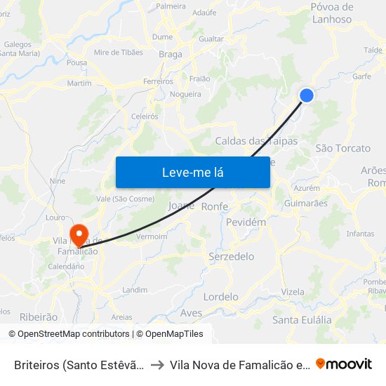 Briteiros (Santo Estêvão) e Donim to Vila Nova de Famalicão e Calendário map