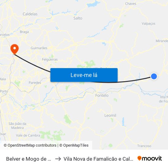 Belver e Mogo de Malta to Vila Nova de Famalicão e Calendário map