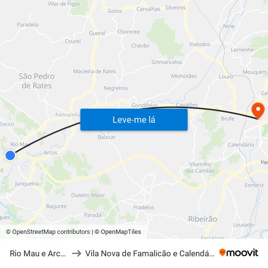 Rio Mau e Arcos to Vila Nova de Famalicão e Calendário map