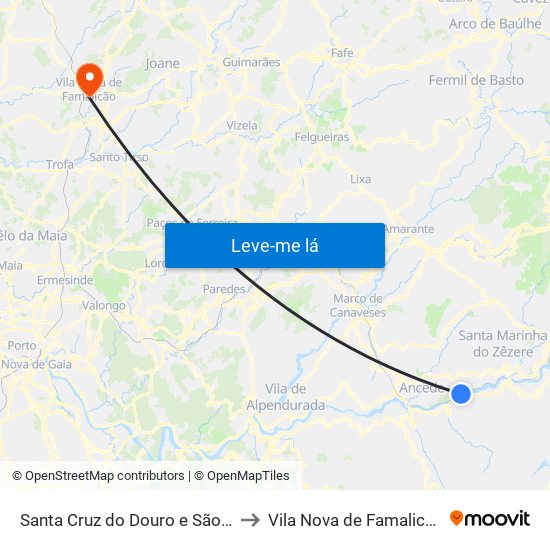 Santa Cruz do Douro e São Tomé de Covelas to Vila Nova de Famalicão e Calendário map