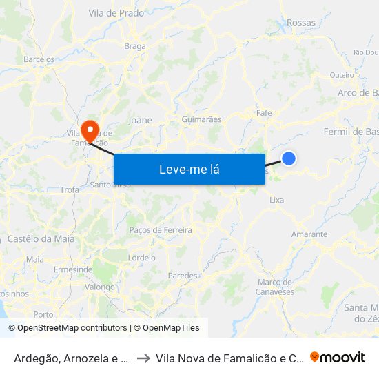 Ardegão, Arnozela e Seidões to Vila Nova de Famalicão e Calendário map