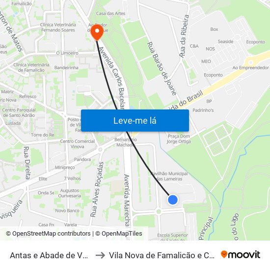 Antas e Abade de Vermoim to Vila Nova de Famalicão e Calendário map