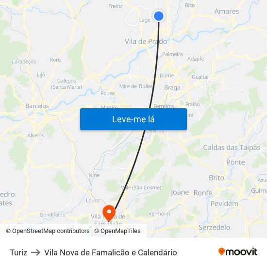 Turiz to Vila Nova de Famalicão e Calendário map