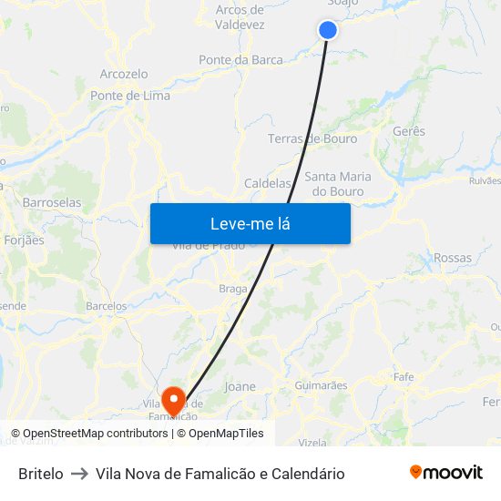 Britelo to Vila Nova de Famalicão e Calendário map