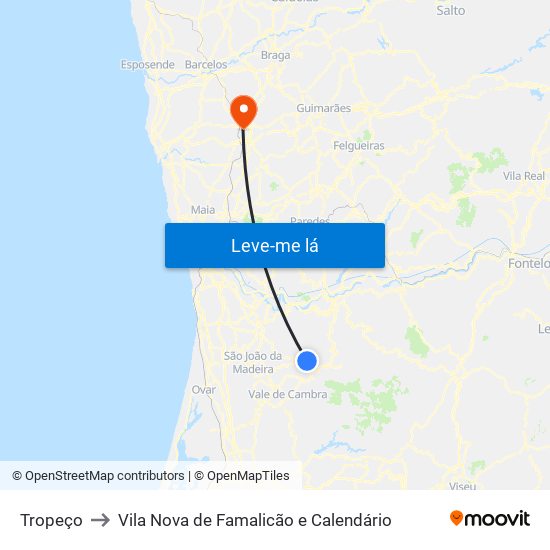 Tropeço to Vila Nova de Famalicão e Calendário map