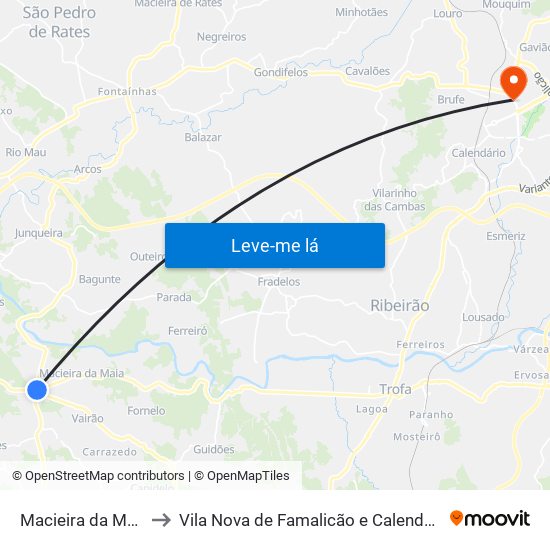 Macieira da Maia to Vila Nova de Famalicão e Calendário map