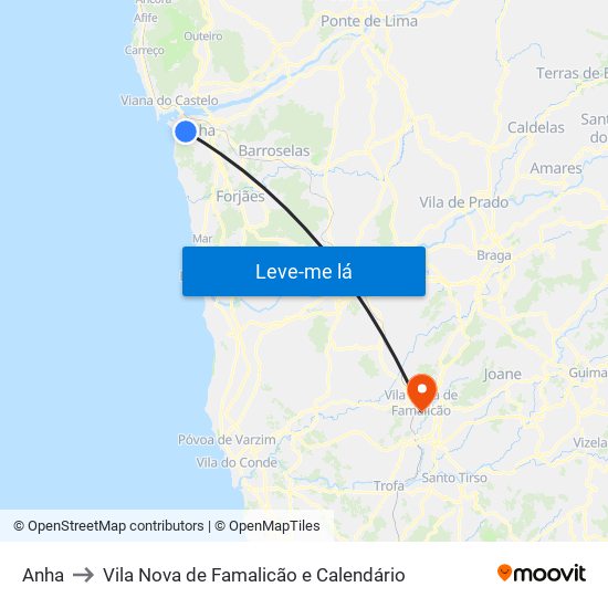 Anha to Vila Nova de Famalicão e Calendário map