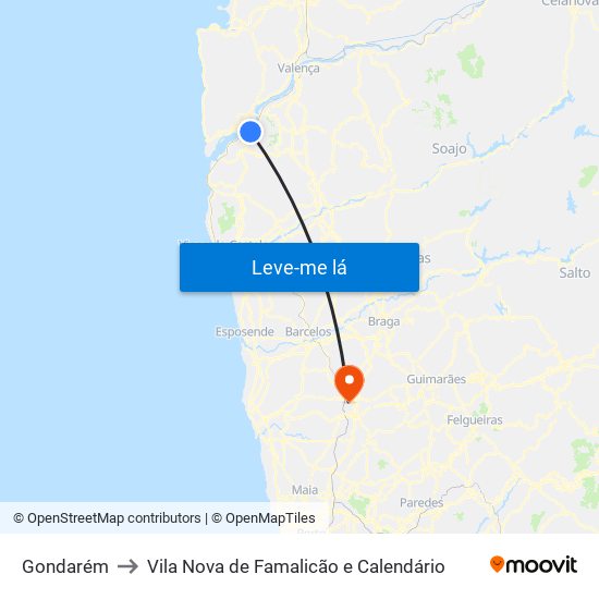 Gondarém to Vila Nova de Famalicão e Calendário map
