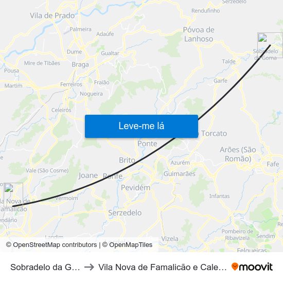 Sobradelo da Goma to Vila Nova de Famalicão e Calendário map