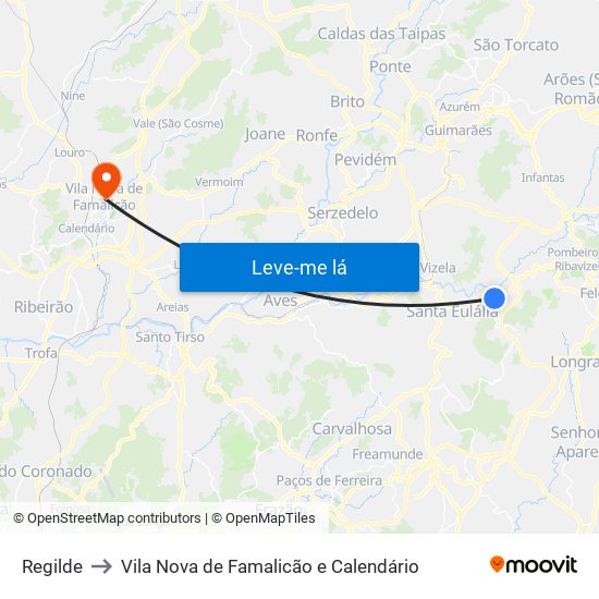 Regilde to Vila Nova de Famalicão e Calendário map