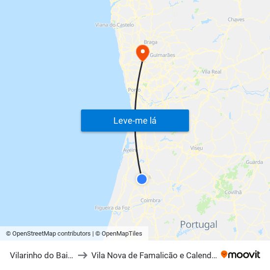 Vilarinho do Bairro to Vila Nova de Famalicão e Calendário map