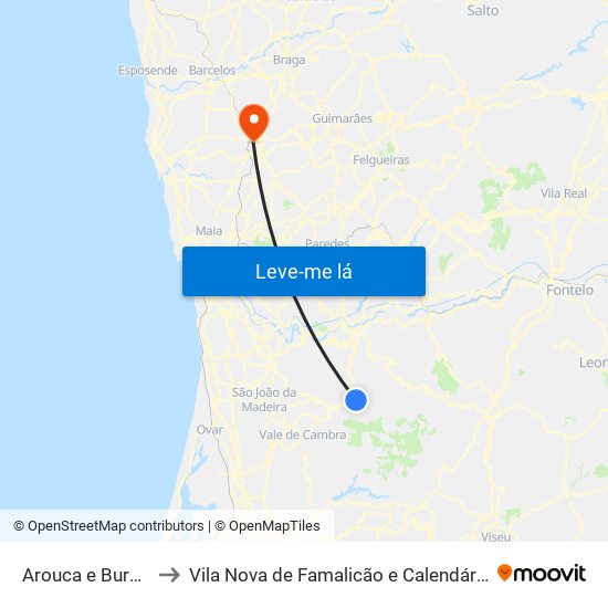 Arouca e Burgo to Vila Nova de Famalicão e Calendário map