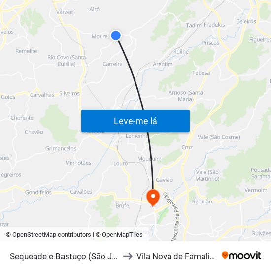 Sequeade e Bastuço (São João e Santo Estêvão) to Vila Nova de Famalicão e Calendário map
