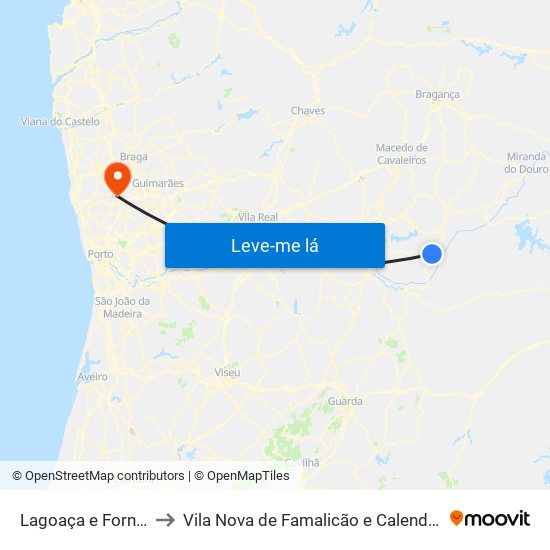 Lagoaça e Fornos to Vila Nova de Famalicão e Calendário map