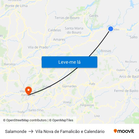 Salamonde to Vila Nova de Famalicão e Calendário map