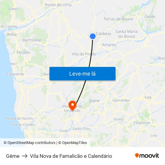 Gême to Vila Nova de Famalicão e Calendário map