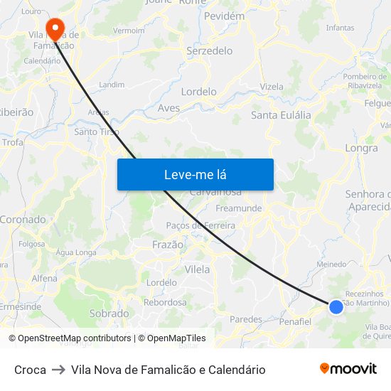 Croca to Vila Nova de Famalicão e Calendário map