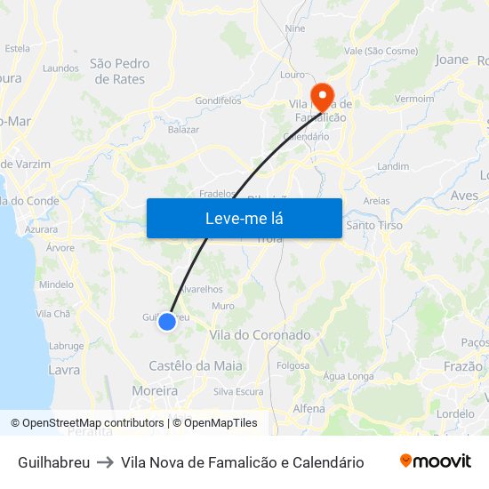 Guilhabreu to Vila Nova de Famalicão e Calendário map