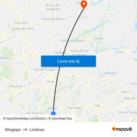 Mogege to Lindoso map