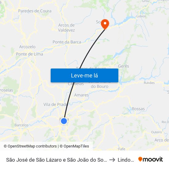 São José de São Lázaro e São João do Souto to Lindoso map