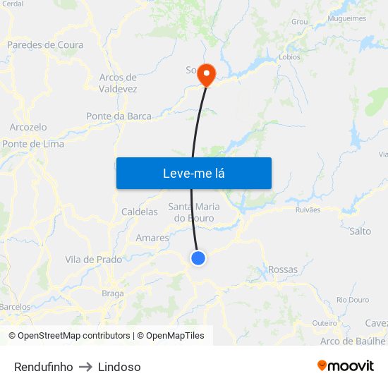 Rendufinho to Lindoso map