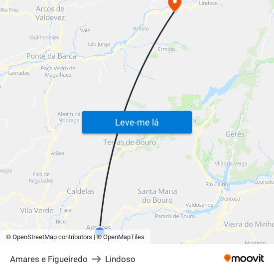 Amares e Figueiredo to Lindoso map