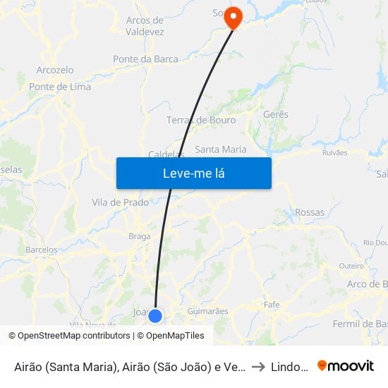 Airão (Santa Maria), Airão (São João) e Vermil to Lindoso map