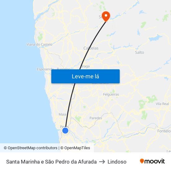 Santa Marinha e São Pedro da Afurada to Lindoso map