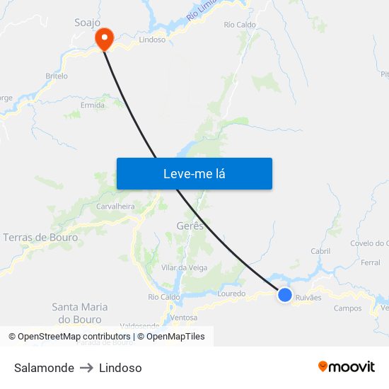 Salamonde to Lindoso map