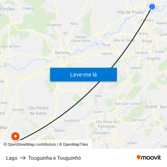 Lago to Touguinha e Touguinhó map