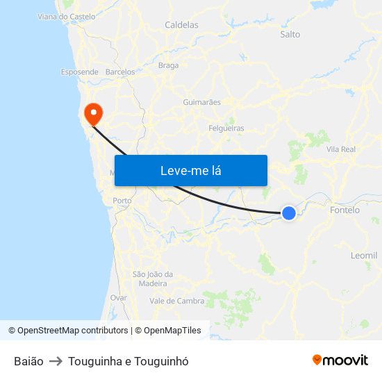 Baião to Touguinha e Touguinhó map