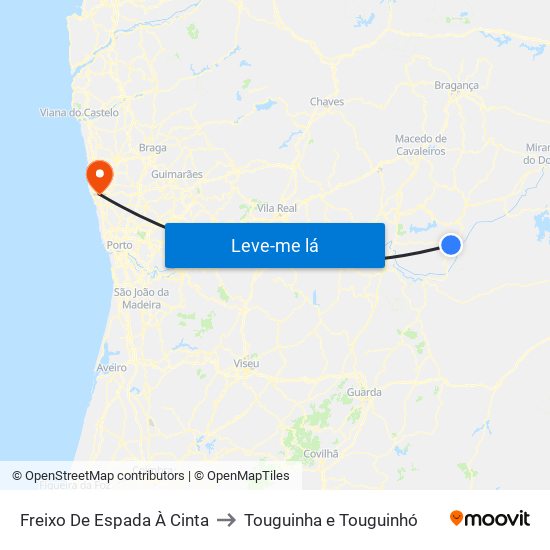 Freixo De Espada À Cinta to Touguinha e Touguinhó map