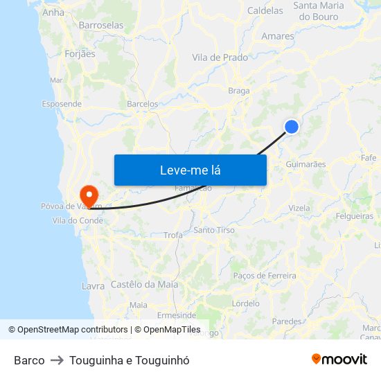 Barco to Touguinha e Touguinhó map