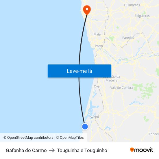 Gafanha do Carmo to Touguinha e Touguinhó map