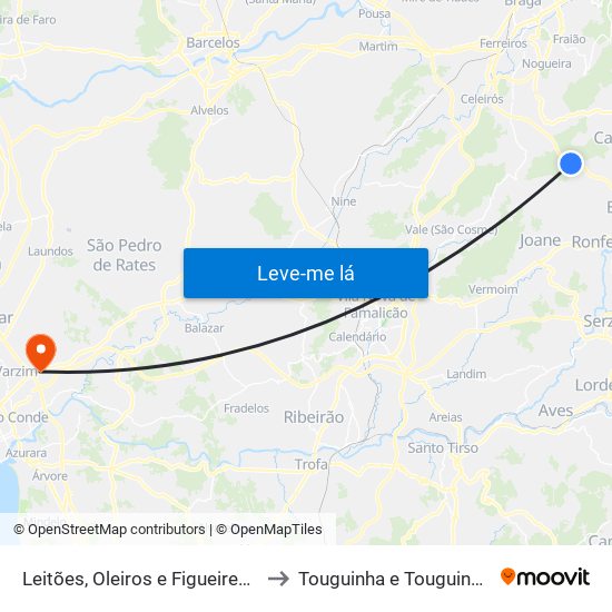 Leitões, Oleiros e Figueiredo to Touguinha e Touguinhó map