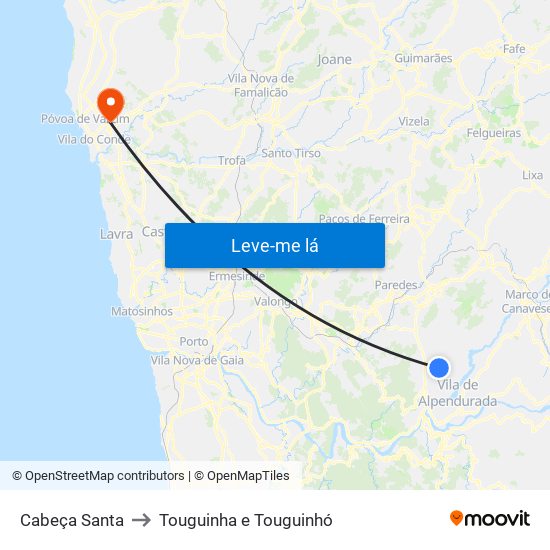 Cabeça Santa to Touguinha e Touguinhó map