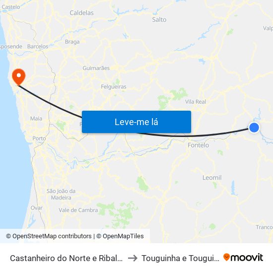 Castanheiro do Norte e Ribalonga to Touguinha e Touguinhó map