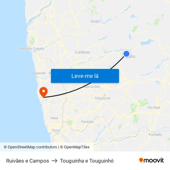 Ruivães e Campos to Touguinha e Touguinhó map