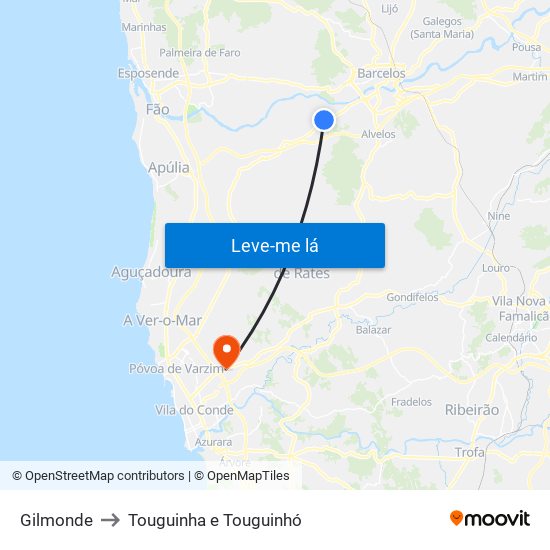 Gilmonde to Touguinha e Touguinhó map